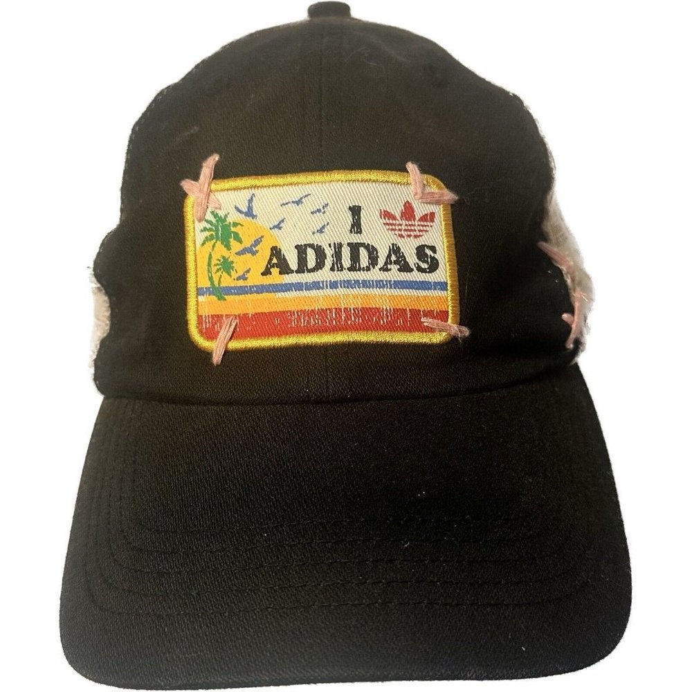 Adidas Hat Womens Snapback Black Tan Mesh Cap Trucker Trefoil Beach Surf